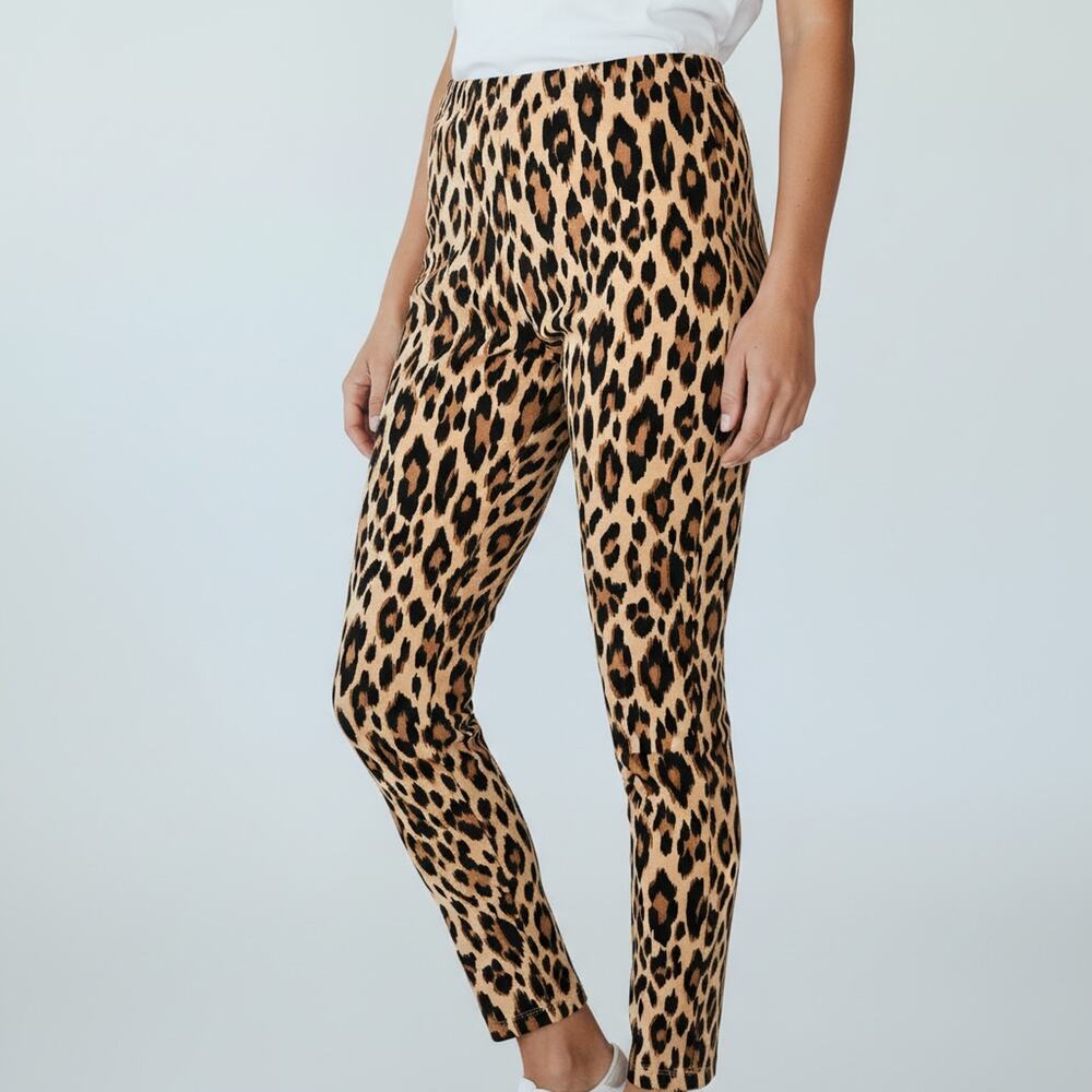 Chico's Women's Leopard Print Stretch Leggings 1.5 ANKLE
